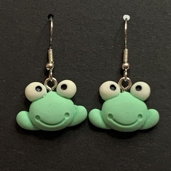 Frog Earring, Silly Animal Earring, Frog Jewelry, Gift Idea, Amphibian Earring - Picture 2 of 5